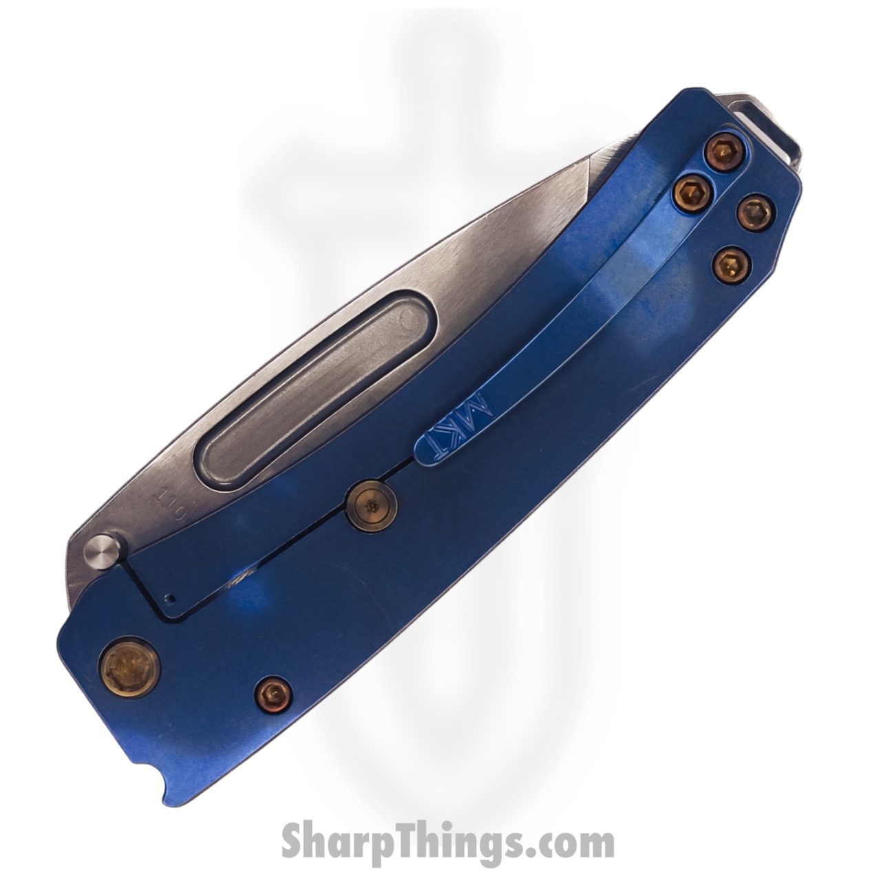 Medford Knife - MK033STT-37A1-T1C1-Q4 - Midi Marauder Tanto Blade Folding Knife - S35VN Titanium - Blue and Bronze - Image 8