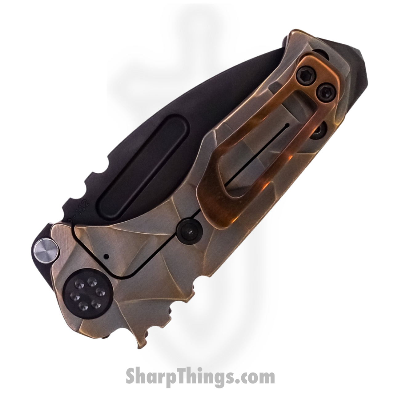 Medford Knife - MK008SPT-36A1-TPC1-BP - Micro Praetorian "T" Tanto Folder - S35VN PVD - "Stained Glass" - Image 8
