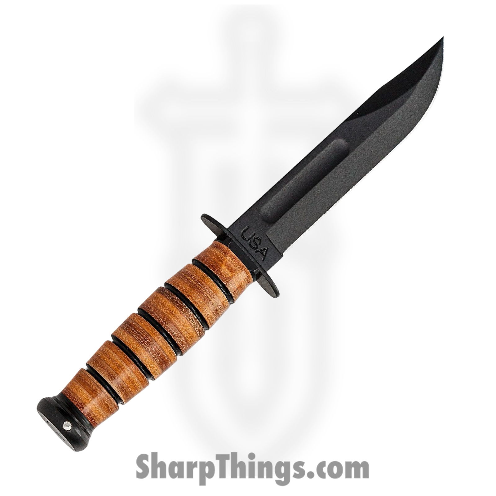 Ka-Bar - KA1251 - Short Fighting - Fixed Blade Knife - 1095 HC Coated Clip Point - Leather - Brown - Image 9