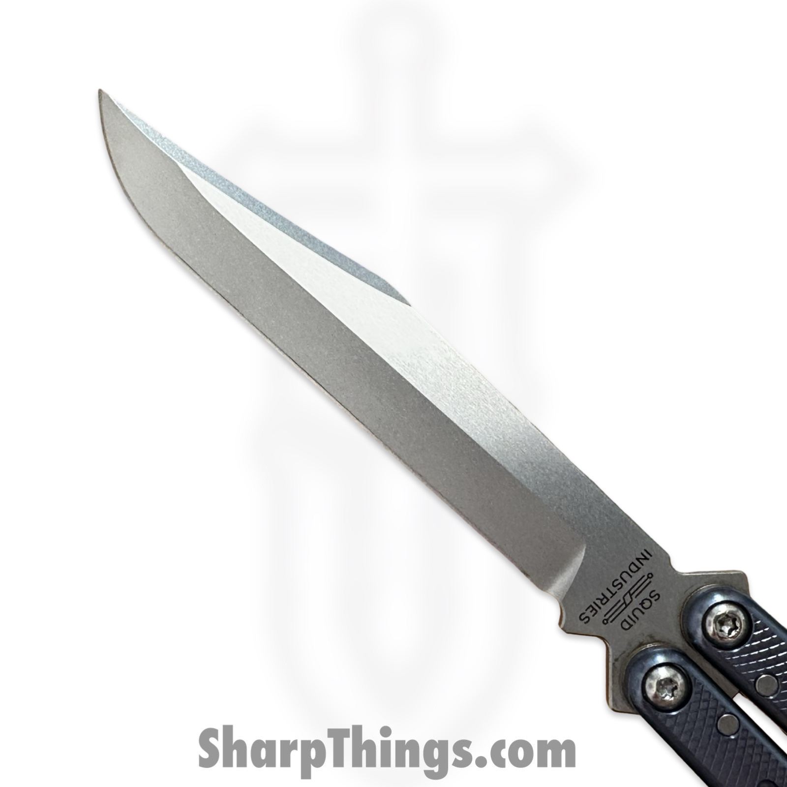 Squid Industries - krm-swbw-gm - Krake Raken Matte V3 - Balisong - Stainless Stonewash Bowie - 7075 Aluminum Alloy - Gunmetal - Image 9