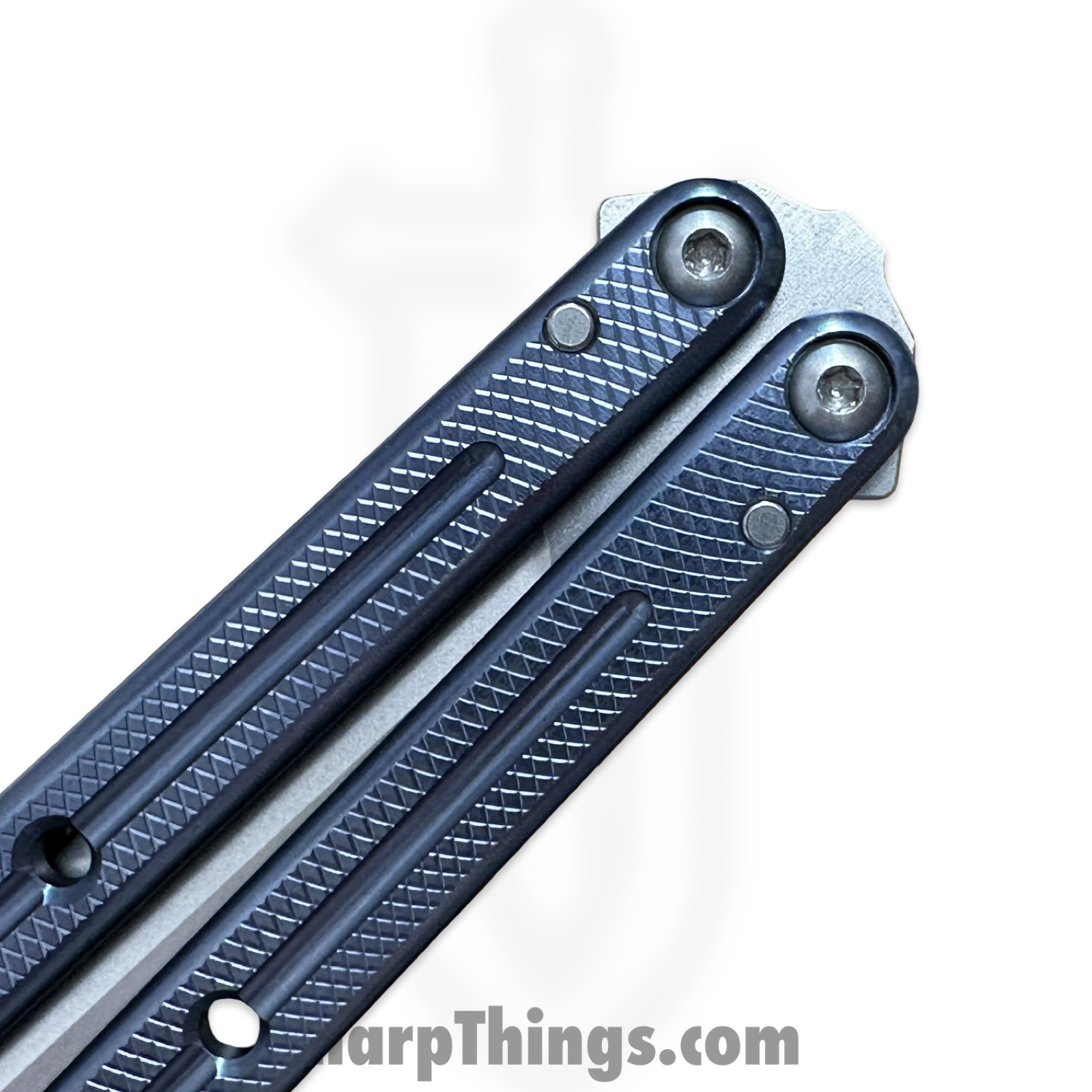 Squid Industries - krm-swbw-gm - Krake Raken Matte V3 - Balisong - Stainless Stonewash Bowie - 7075 Aluminum Alloy - Gunmetal - Image 8