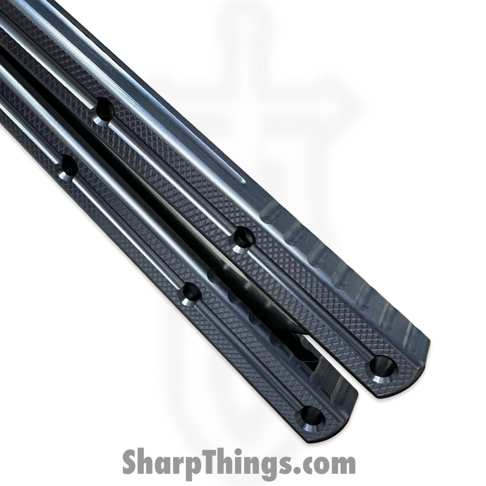 Squid Industries - krm-swbw-gm - Krake Raken Matte V3 - Balisong - Stainless Stonewash Bowie - 7075 Aluminum Alloy - Gunmetal - Image 6