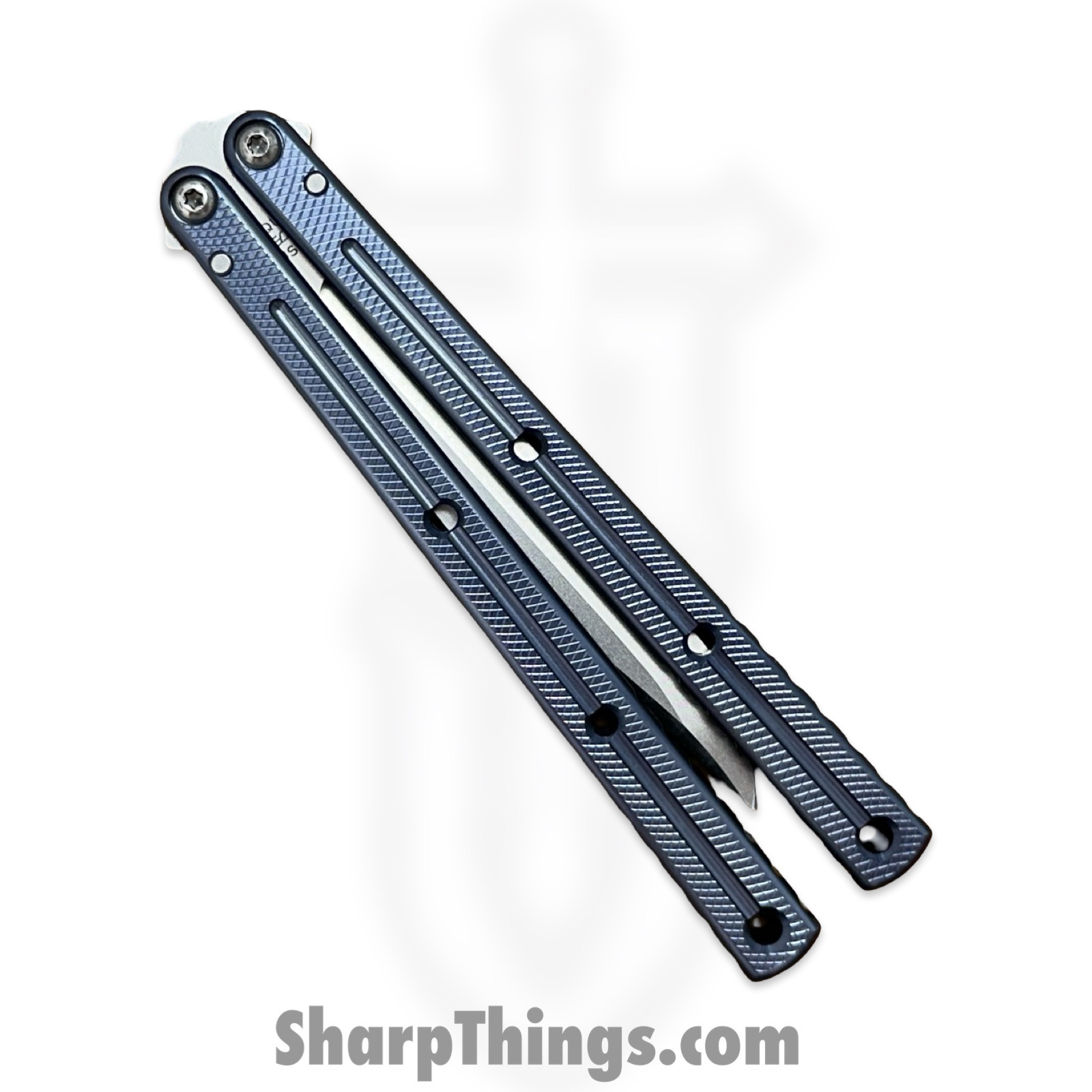 Squid Industries - krm-swbw-gm - Krake Raken Matte V3 - Balisong - Stainless Stonewash Bowie - 7075 Aluminum Alloy - Gunmetal - Image 5