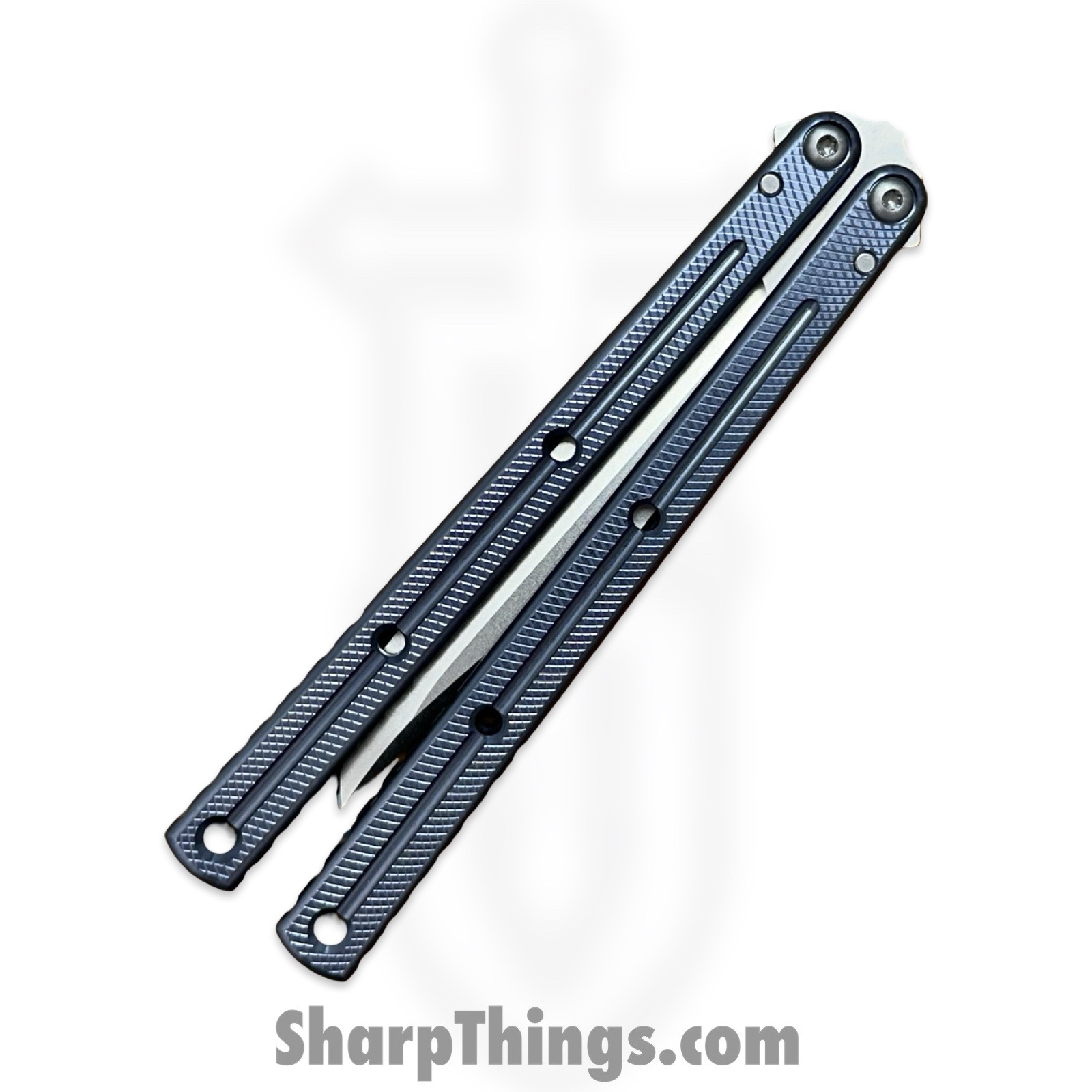 Squid Industries - krm-swbw-gm - Krake Raken Matte V3 - Balisong - Stainless Stonewash Bowie - 7075 Aluminum Alloy - Gunmetal - Image 4
