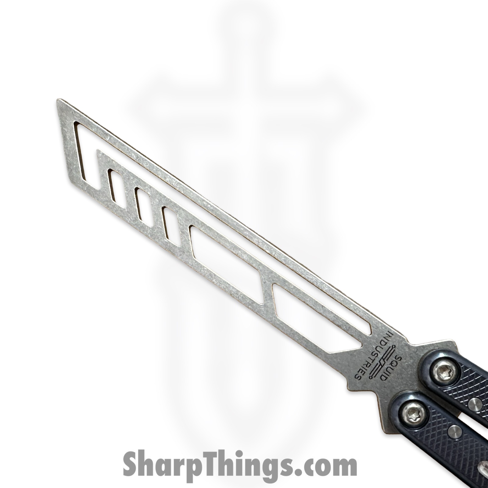 Squid Industries - KRTR-DTGM - Krake Raken V3 Trainer Dual Tone - Balisong - 410 SS Stonewash - 7075 Aluminum Alloy - Gunmetal - Image 9
