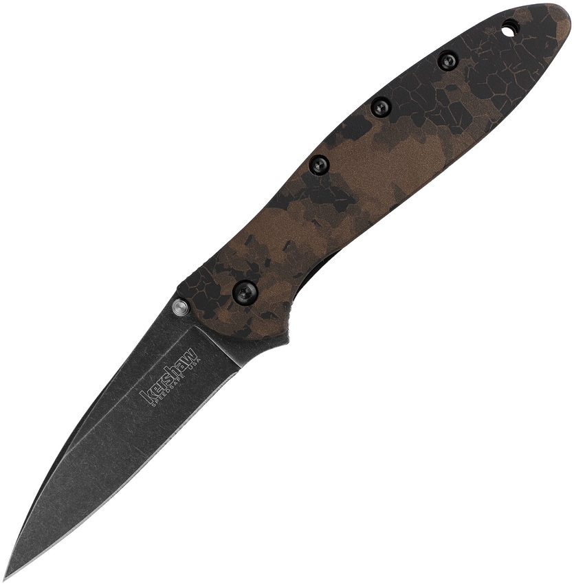 Kershaw - 1660DEB - Ken Onion Leek - Assisted Open Knife - 14C28N Blackwash Modified Wharncliffe - 6061-T6 Aluminum - Digital Brown - Image 14