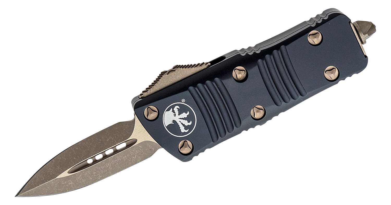 Microtech - 238-13AP - Troodon Mini - OTF Auto - M390 Bronze Apocalyptic Dagger - 6061-T6 Aluminum - Black - Image 11