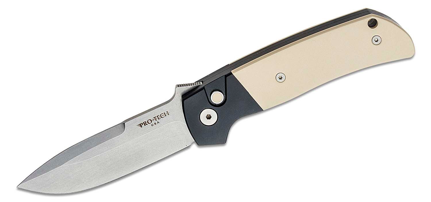 ProTech - BT2751 - Bob Terzuola ATCF Tuxedo - Automatic Knife - Magnacut Stonewash Drop Point - Aluminum/Micarta - Black/White - Image 11