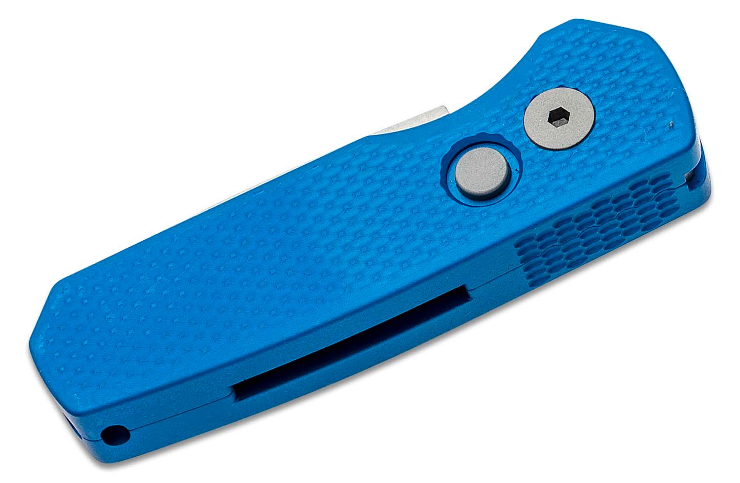ProTech - R5205-Blue - Runt 5 - Automatic Knife - CPM-20CV Stonewash Reverse Tanto - Aluminum - Blue - Image 14