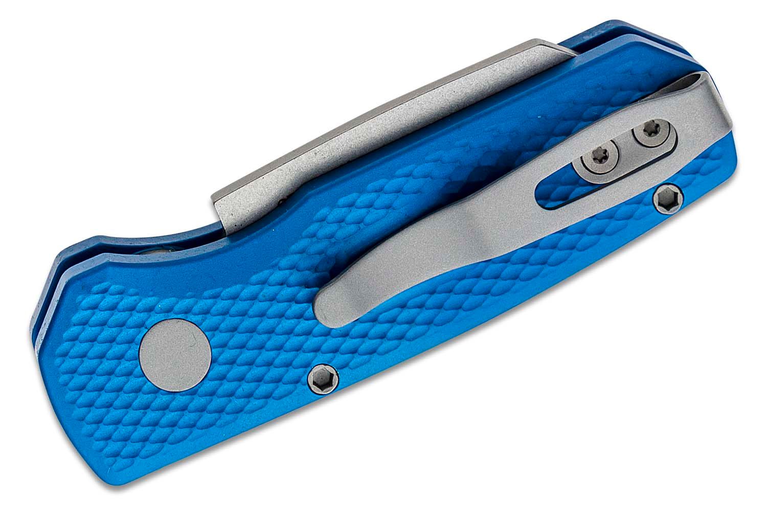 ProTech - R5205-Blue - Runt 5 - Automatic Knife - CPM-20CV Stonewash Reverse Tanto - Aluminum - Blue - Image 15