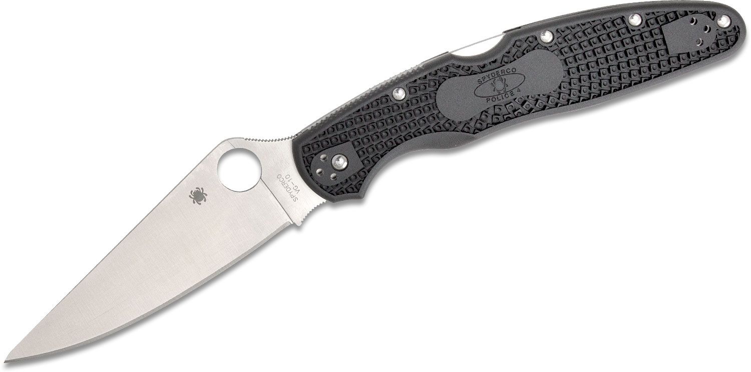 Spyderco - SC07PBK4 - Police 4 Lightweight - Folding Knife - VG-10 Satin Drop Point - FRN - Black - Image 16