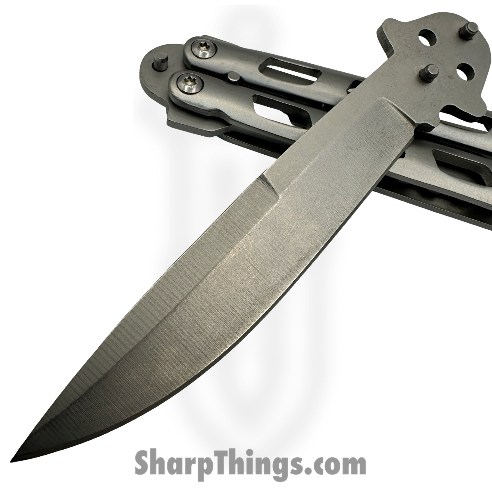 VOC - 205604s-3 - Butterfly Knife Combo Kit Trainer and Live Blade - Balisong - 440 SS Satin Drop Point - Aluminum - Silver - Image 4