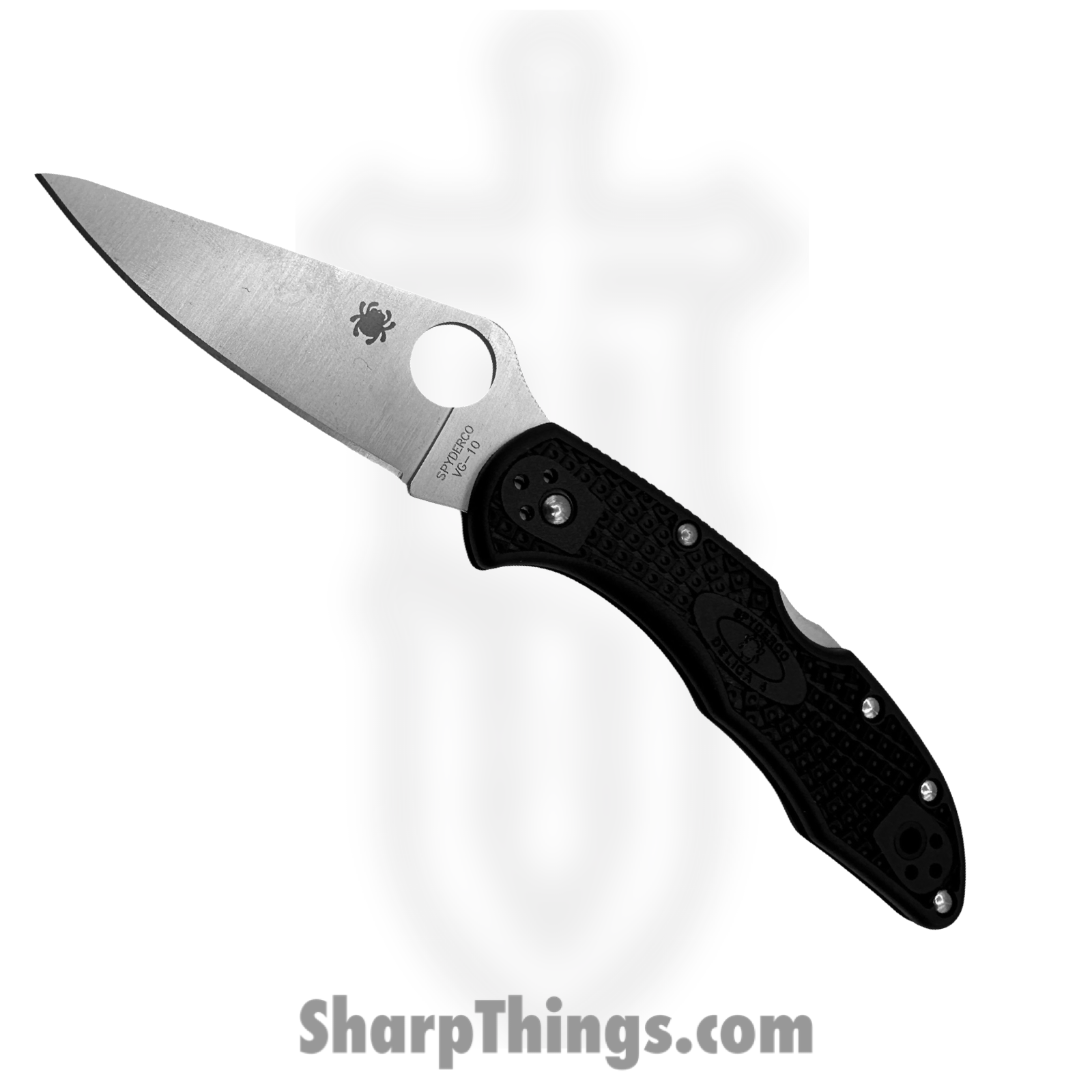 Spyderco - SC11fPBK - Delica 4 Lockback - Folding Knife - VG-10 Coated Drop Point - FRN - Black
