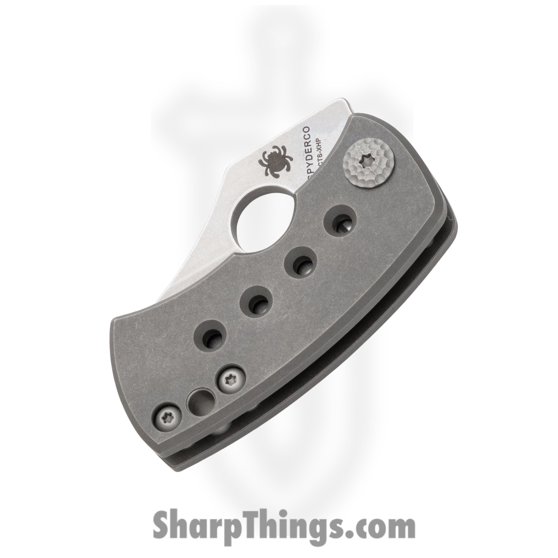 Spyderco - SC236TIP - McBee Framelock - Folding Knife - CTS-XHP Stonewash Wharncliffe - Titanium - Gray - Image 6