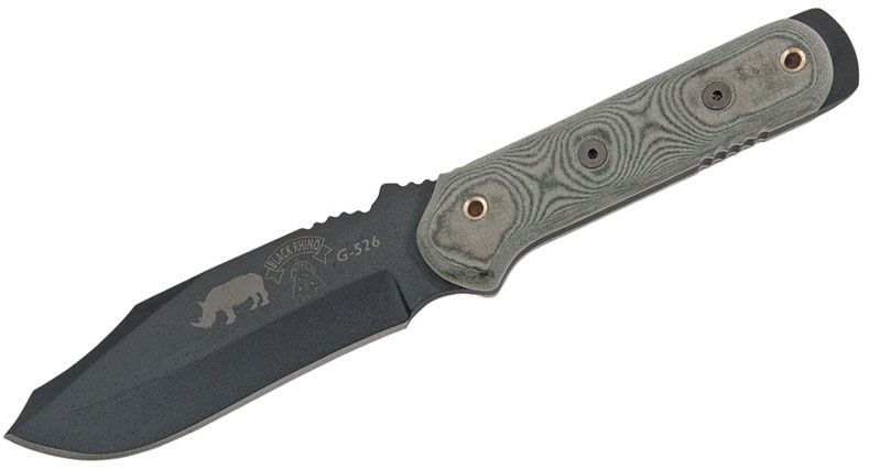 Tops - TP101 - Black Rhino - Fixed Blade Knife - 1095 HC Coated Clip Point - Micarta - Black - Image 6