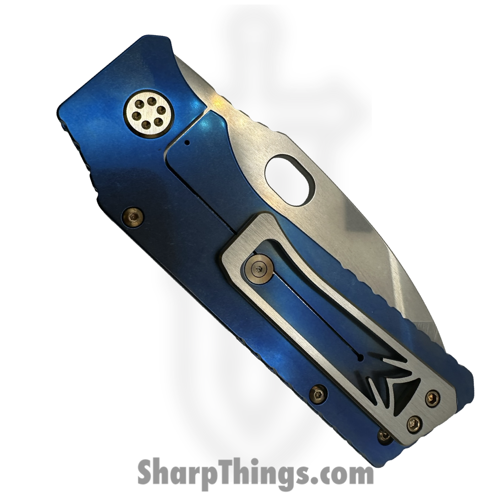 Medford Knife and Tool - MK0144TQ-37A2-T1C1-Q4 - TFF-1 - Folding Knife - S45VN Tumbled Drop Point - "Japanese Koi Fish" Titanium - Blue - Image 4