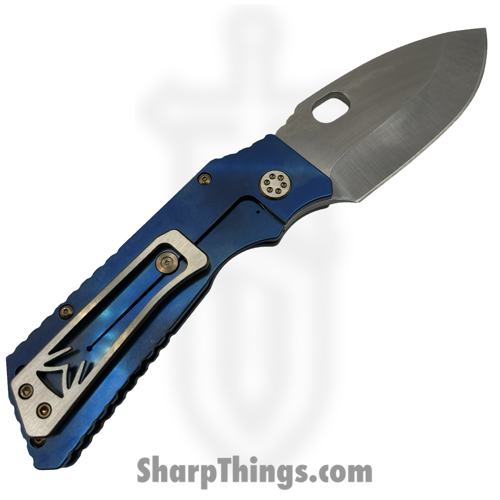 Medford Knife and Tool - MK0144TQ-37A2-T1C1-Q4 - TFF-1 - Folding Knife - S45VN Tumbled Drop Point - "Japanese Koi Fish" Titanium - Blue - Image 2