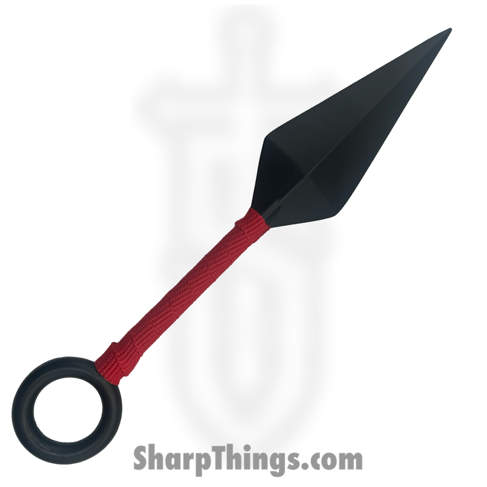 VOC - FB113 - Kunai Throwing Knife with Red Wrap - Fixed Blade Knife - Stainless Coated Dagger - Stainless - Black Red - Image 2