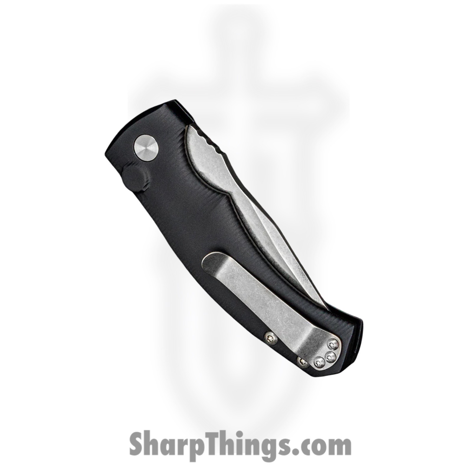 Defiant 7 - D7-VAL-SW - Valmara - Automatic Knife - CPM 154 Stonewash Drop Point - 6061 Aluminum - Black - Image 3
