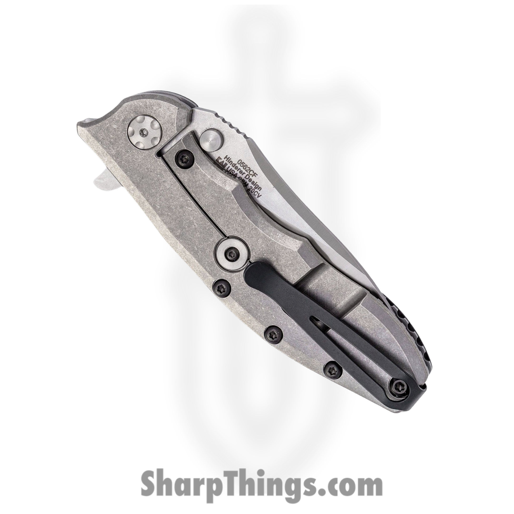 Zero Tolerance - ZT0562CF - Hinderer Slicer - Folding Knife - CPM-20CV Satin Stonewash Drop Point - Carbon Fiber Stonewashed Titanium - Black - Image 7