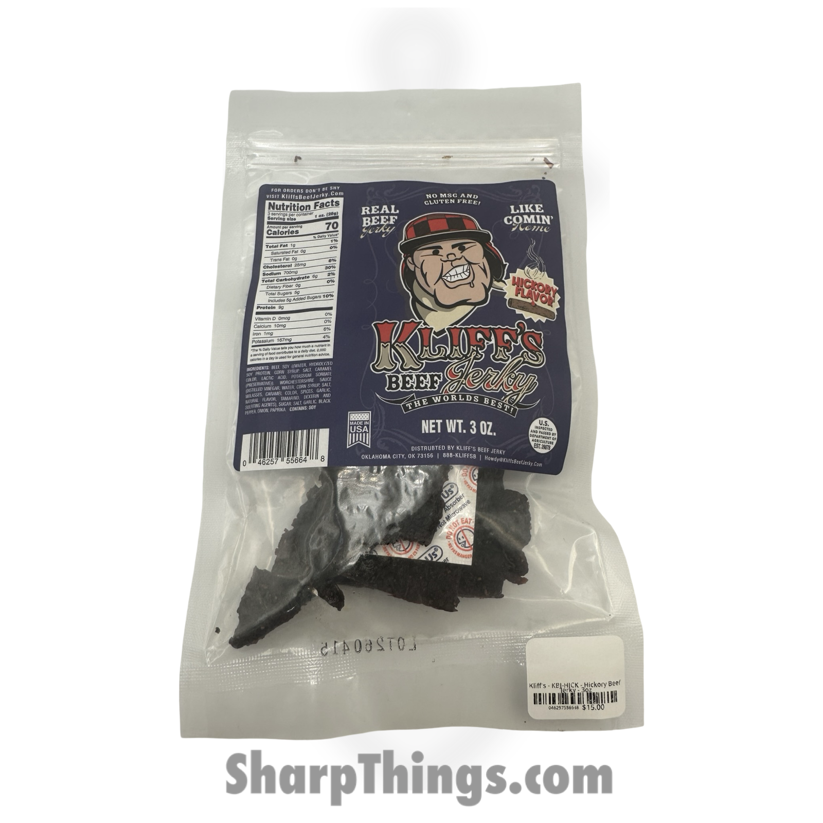 Kliff's - KBJ-HICK - Hickory Beef Jerky - 3oz