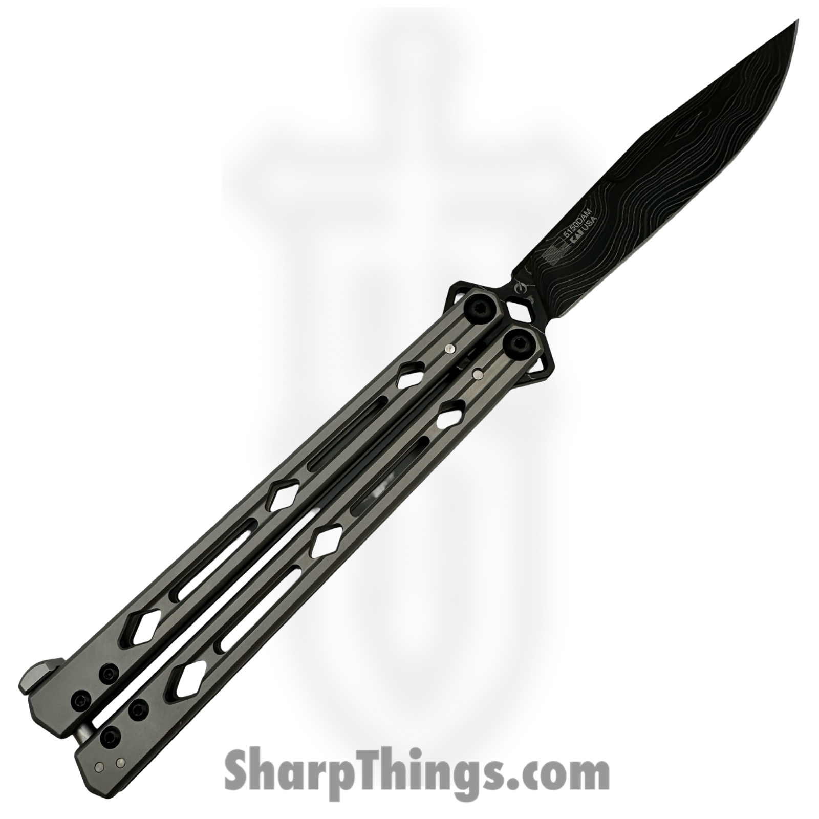 Kershaw - 5150DAM - Lucha - Balisong - Damascus Clip Point - Stainless Steel - Silver - Image 5