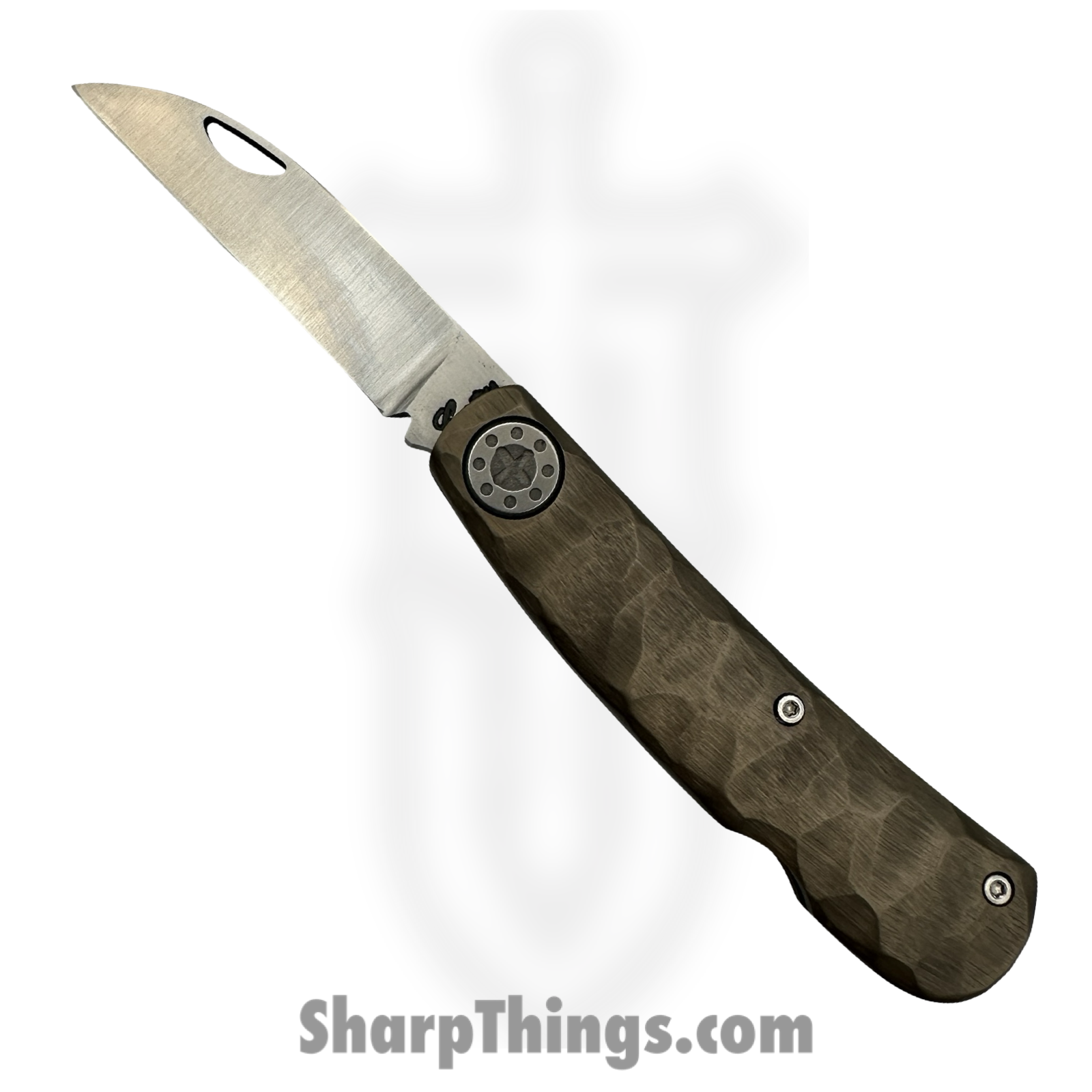 Curtiss Custom Knives LLC - SWT-WH13-TIBZ - Sway Tac - Folding Knife - CPM 154 Satin Wharncliffe - Titanium - Bronze
