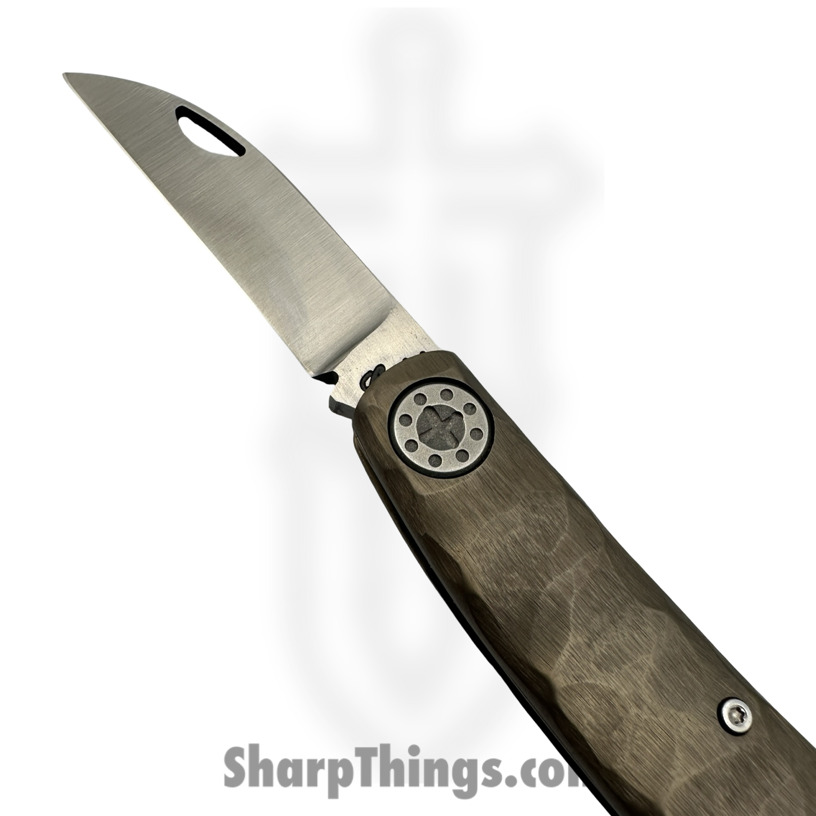 Curtiss Custom Knives LLC - SWT-WH13-TIBZ - Sway Tac - Folding Knife - CPM 154 Satin Wharncliffe - Titanium - Bronze - Image 5