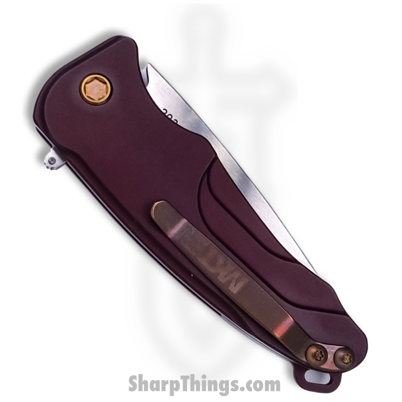 Medford Knife - MK039STQ-41AR-T1C1-Q4 - Smooth Criminal Button Lock Folder - Tumbled S35VN - Red - Image 6