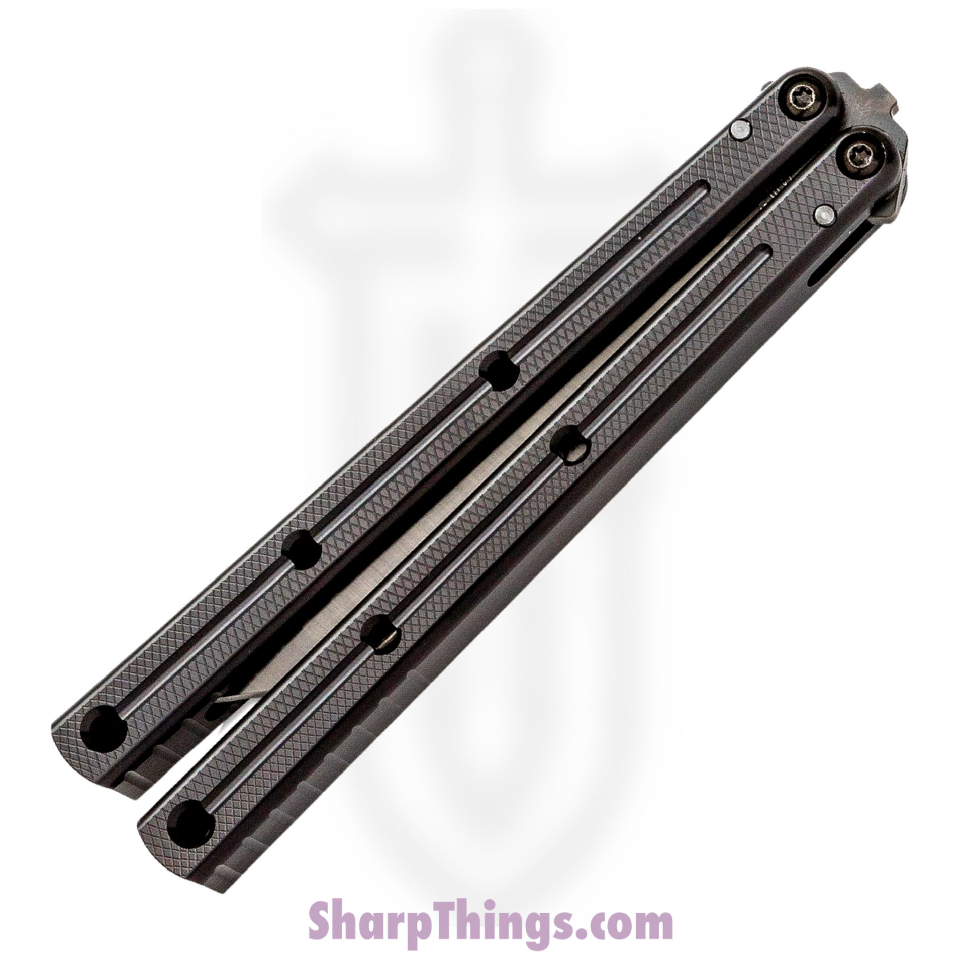 Squid Industries - BS0588 - Krake Raken V2.5 - Balisong - Inked Tanto - 7075 Aluminum - Black - Image 4
