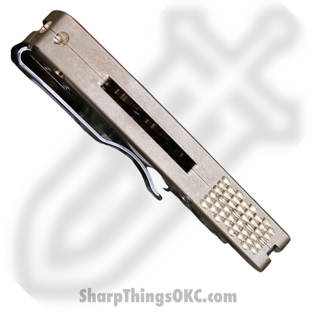 ProTech - R5110 - Runt 5 - Automatic Knife - CPM-20CV Stonewash Wharncliffe - Aluminum - Bronze - Image 9