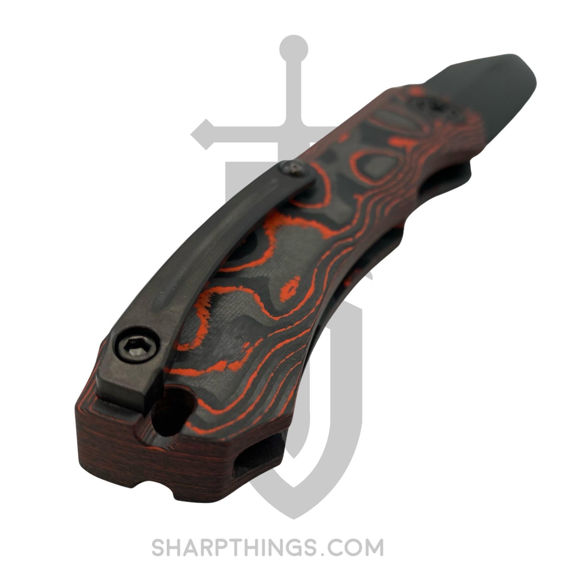 Heretic Knives - H000-6A-ORCF - Wraith - Automatic Knife - Elmax Coated Clip Point - 6061-T6 Aluminum/Fat Carbon Fiber - Black/Orange - Image 6