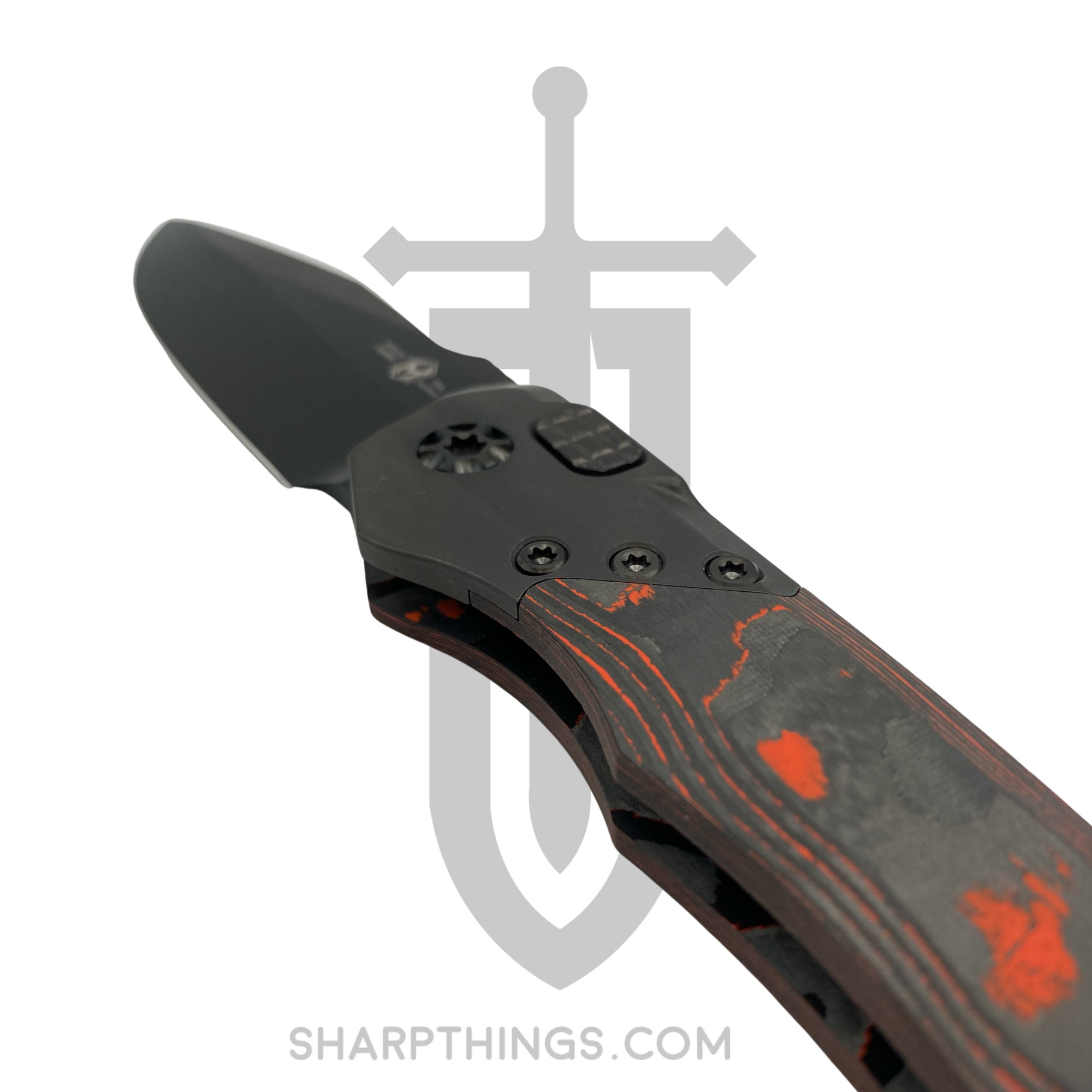 Heretic Knives - H000-6A-ORCF - Wraith - Automatic Knife - Elmax Coated Clip Point - 6061-T6 Aluminum/Fat Carbon Fiber - Black/Orange - Image 8