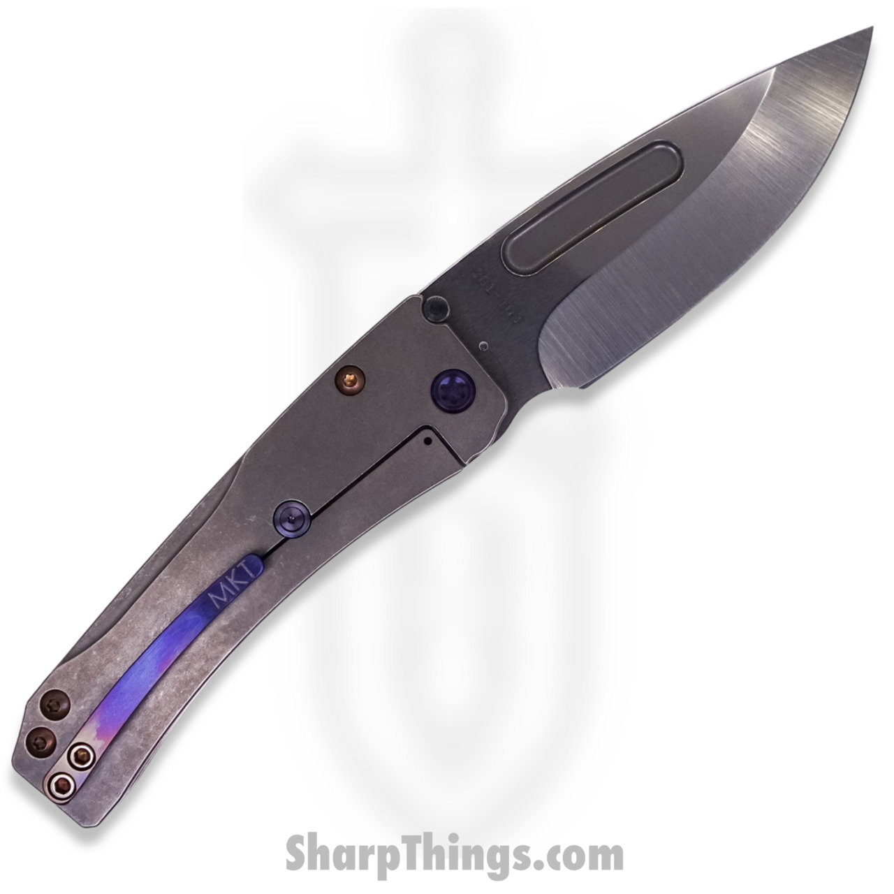 Medford Knife - MK201STD-01TM-T3C3-Q4 - Slim Midi Drop Point Folder - Tumbled S35VN - Titanium with Violet Hardware - Image 11