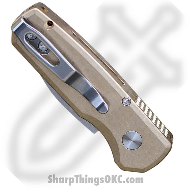 ProTech - R5110 - Runt 5 - Automatic Knife - CPM-20CV Stonewash Wharncliffe - Aluminum - Bronze - Image 7