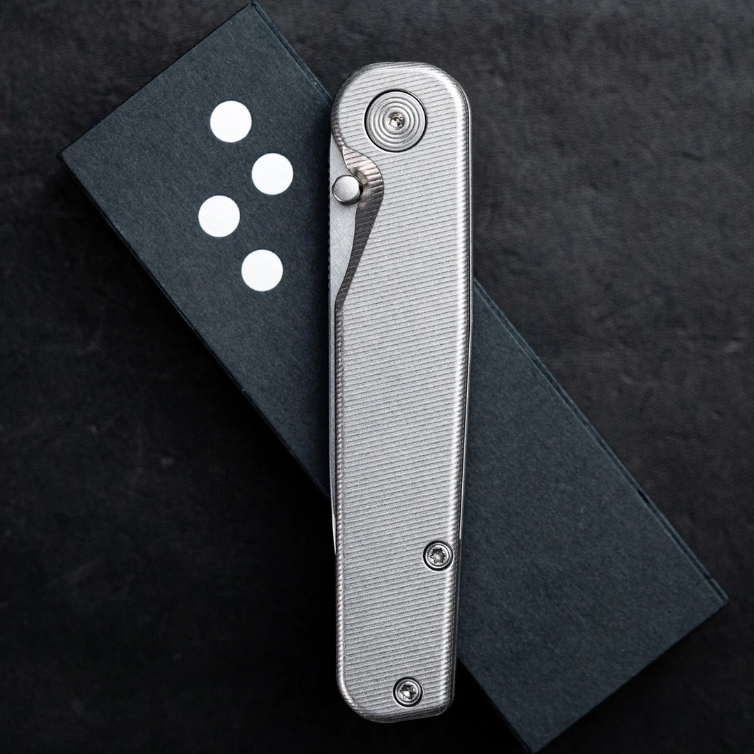 Tactile Knife Co. - TTROKTHM - Rockwall Thumbstud - Folding Knife - Magnacut Stonewash Drop Point - Titanium - Silver - Image 10