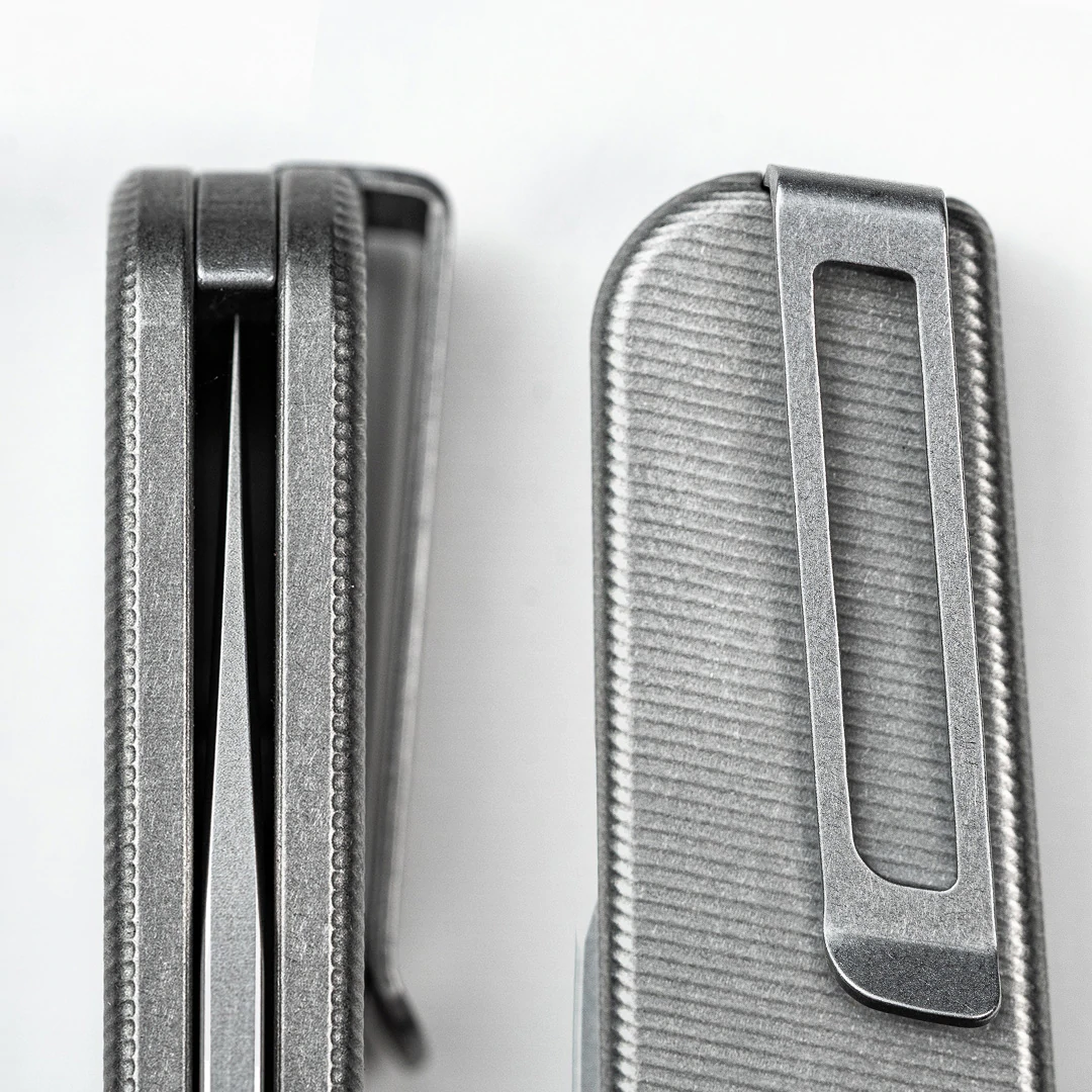 Tactile Knife Co. - TTROKTHM - Rockwall Thumbstud - Folding Knife - Magnacut Stonewash Drop Point - Titanium - Silver - Image 12