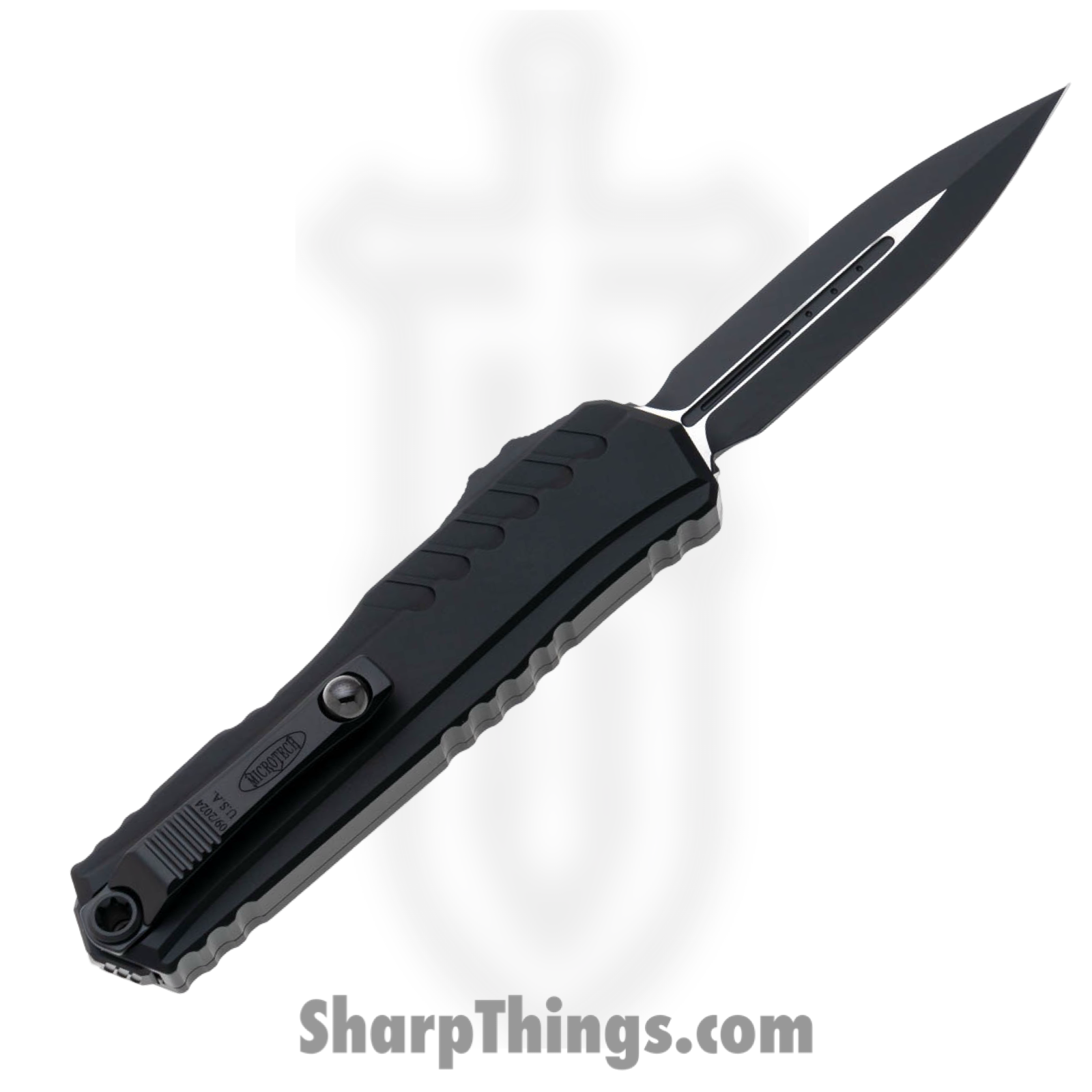 Microtech - 1242-1T- Cypher II - Automatic Knife - M390MK Coated D/E - 6061-T6 Aluminum - Black - Image 2