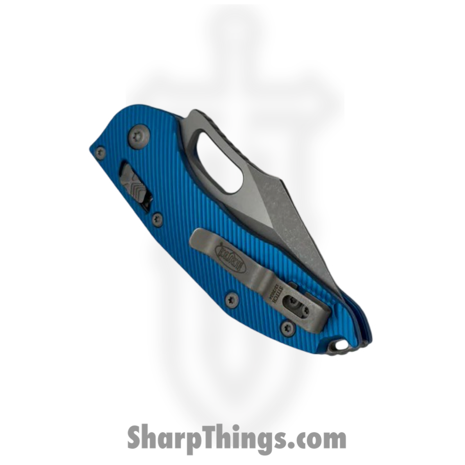 Microtech - 169RL-10APFLBL - Stitch RAM-LOK - Folding Knife - M390MK Apocalyptic Spear Point - Fluted Aluminum - Blue - Image 4