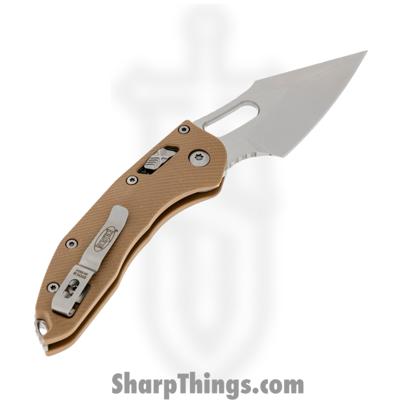 Microtech - 169RL-10FLGTTA - Stitch RAM-LOK - Folding Knife - M390MK Stonewash Spear Point - Fluted G10 - Tan - Image 2