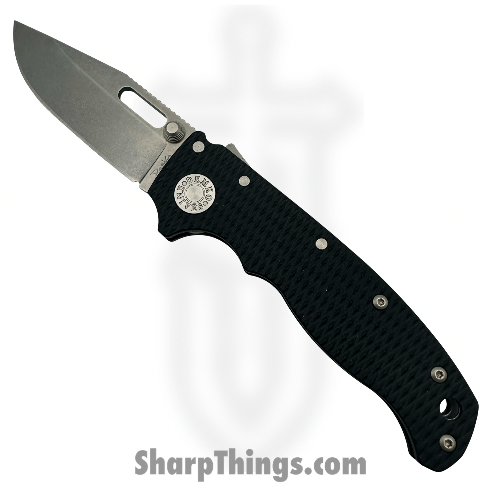 Demko Knives -DEM09624 - AD 20.5 Shark-Lock - Folding Knife - CPM-S35VN Stonewash Clip Point -G10 - Black