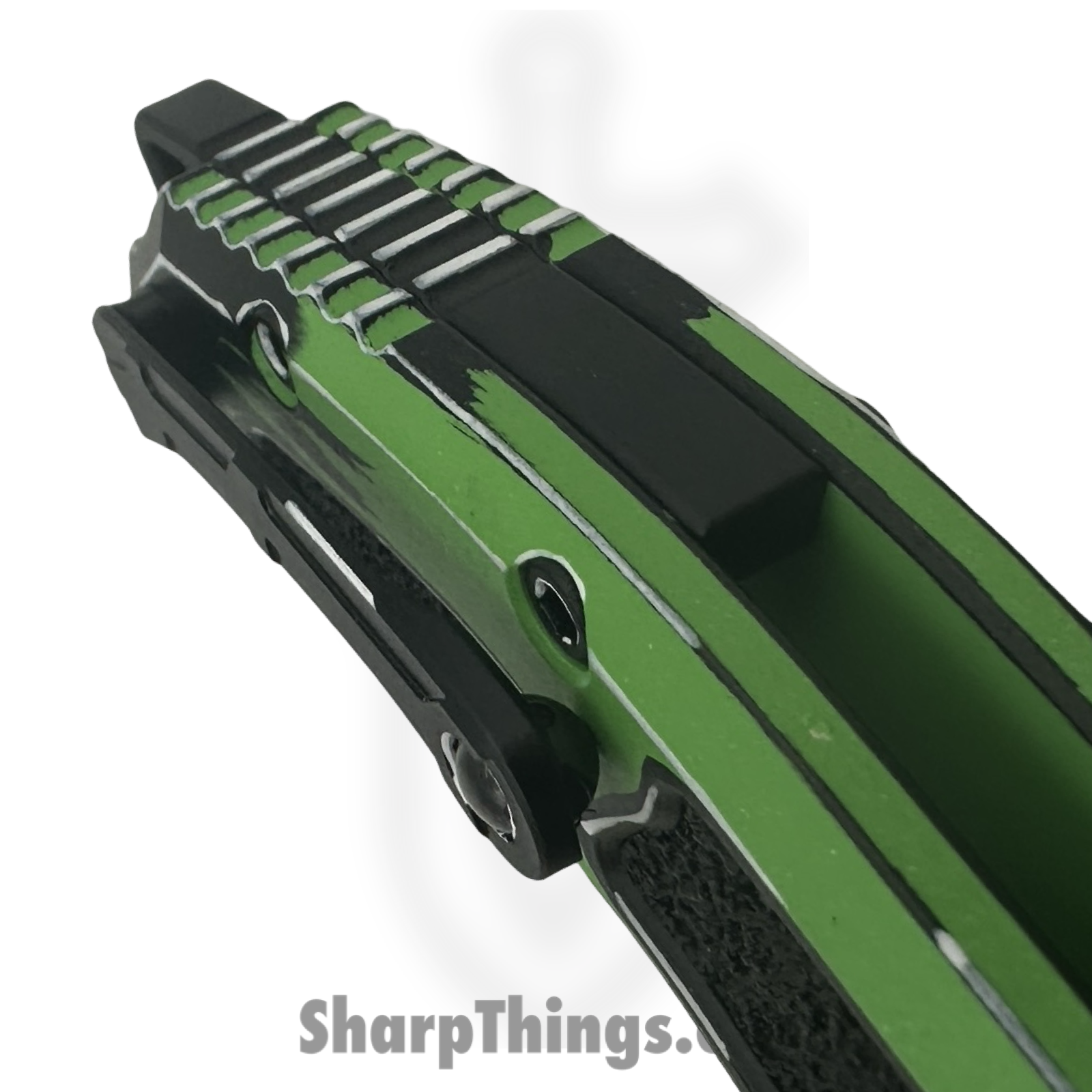 Heretic Knives - H011-CS-TX - Cel Shaded Medusa - Automatic Knife - CPM MagnaCut Coated Tanto - Aluminum - Green - Image 4