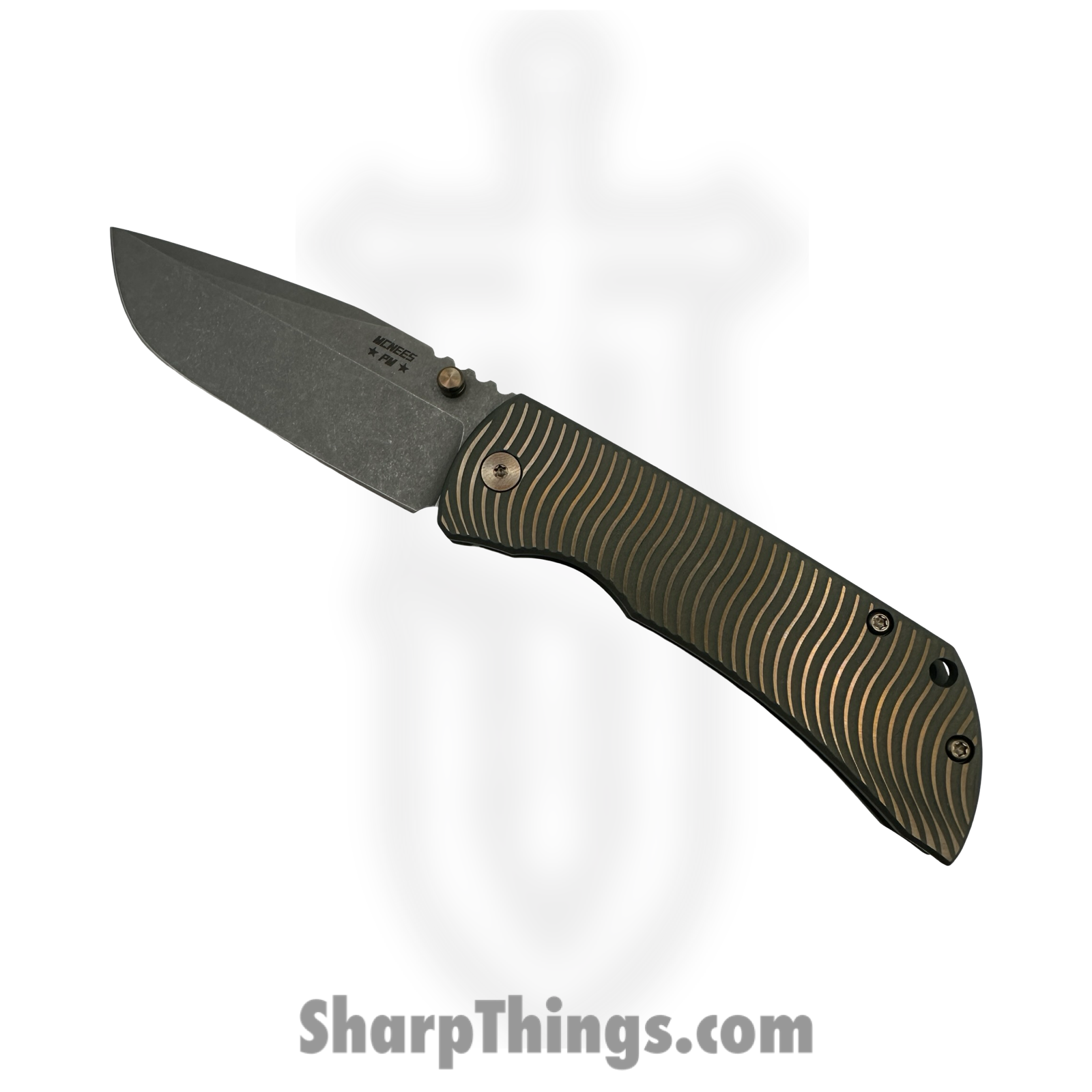 McNees - MAC23.5SWERVATGRNBRZ - MAC 2 3.5 Swerve - Folding Knife - CPM MagnaCut Stonewash Drop Point - Titanium - Green Bronze