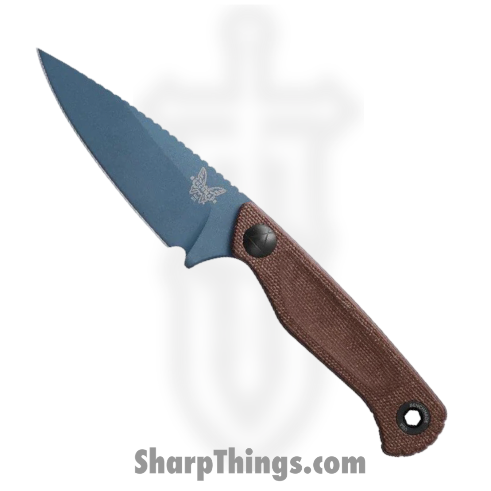 Benchmade - 203BT-03 - Dacian - Fixed Blade Knife - CPM MagnaCut Blue Titanium Cerakote Spear Point - Micarta - Brown Canvas