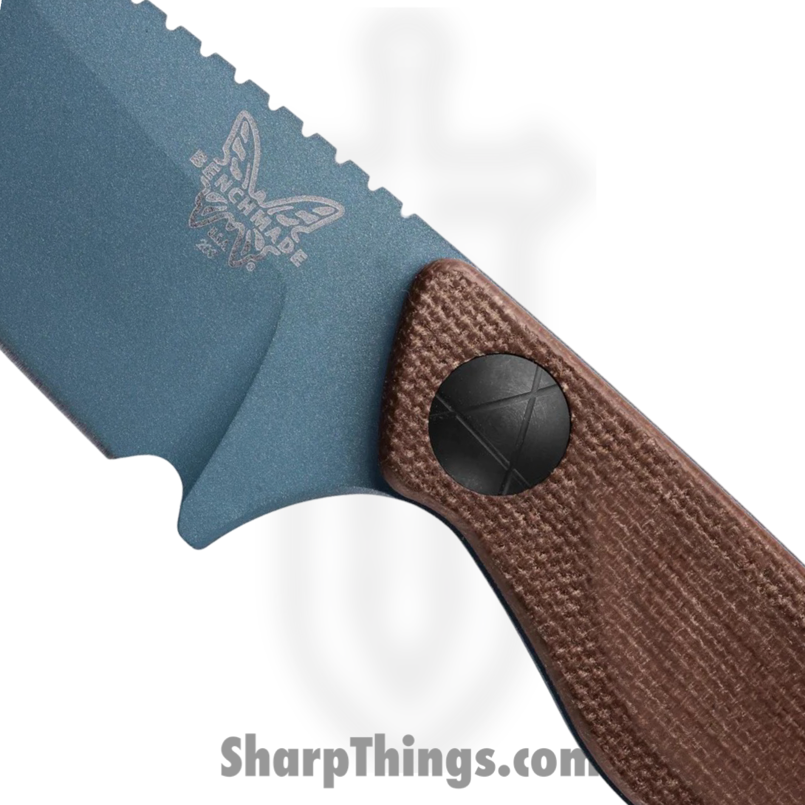 Benchmade - 203BT-03 - Dacian - Fixed Blade Knife - CPM MagnaCut Blue Titanium Cerakote Spear Point - Micarta - Brown Canvas - Image 3