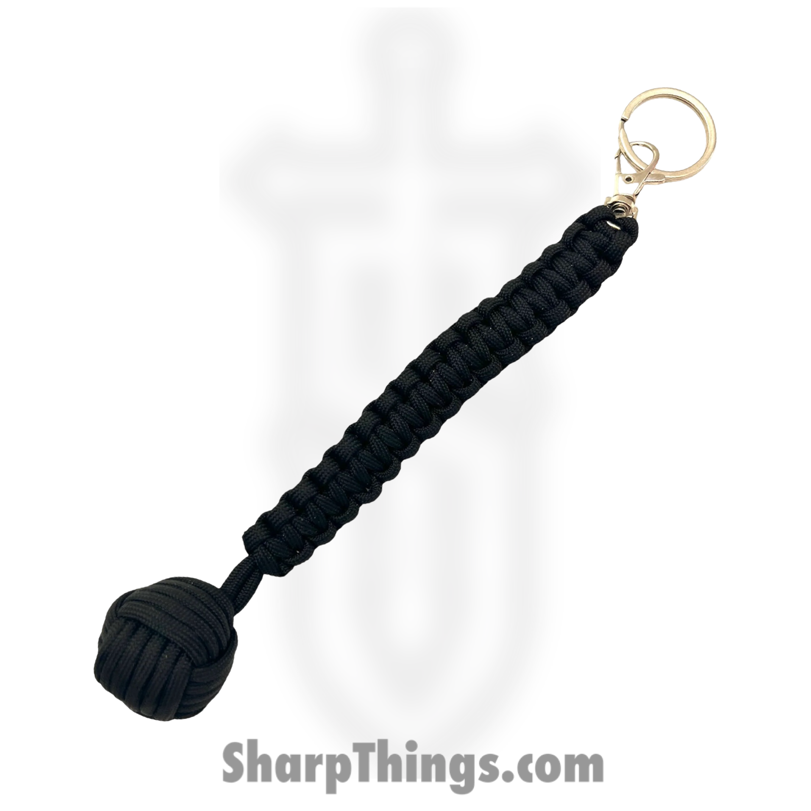 PTC - 6551-BK - Large Monkey Fist Public Safety Keychain - Stainless Paracord - Black
