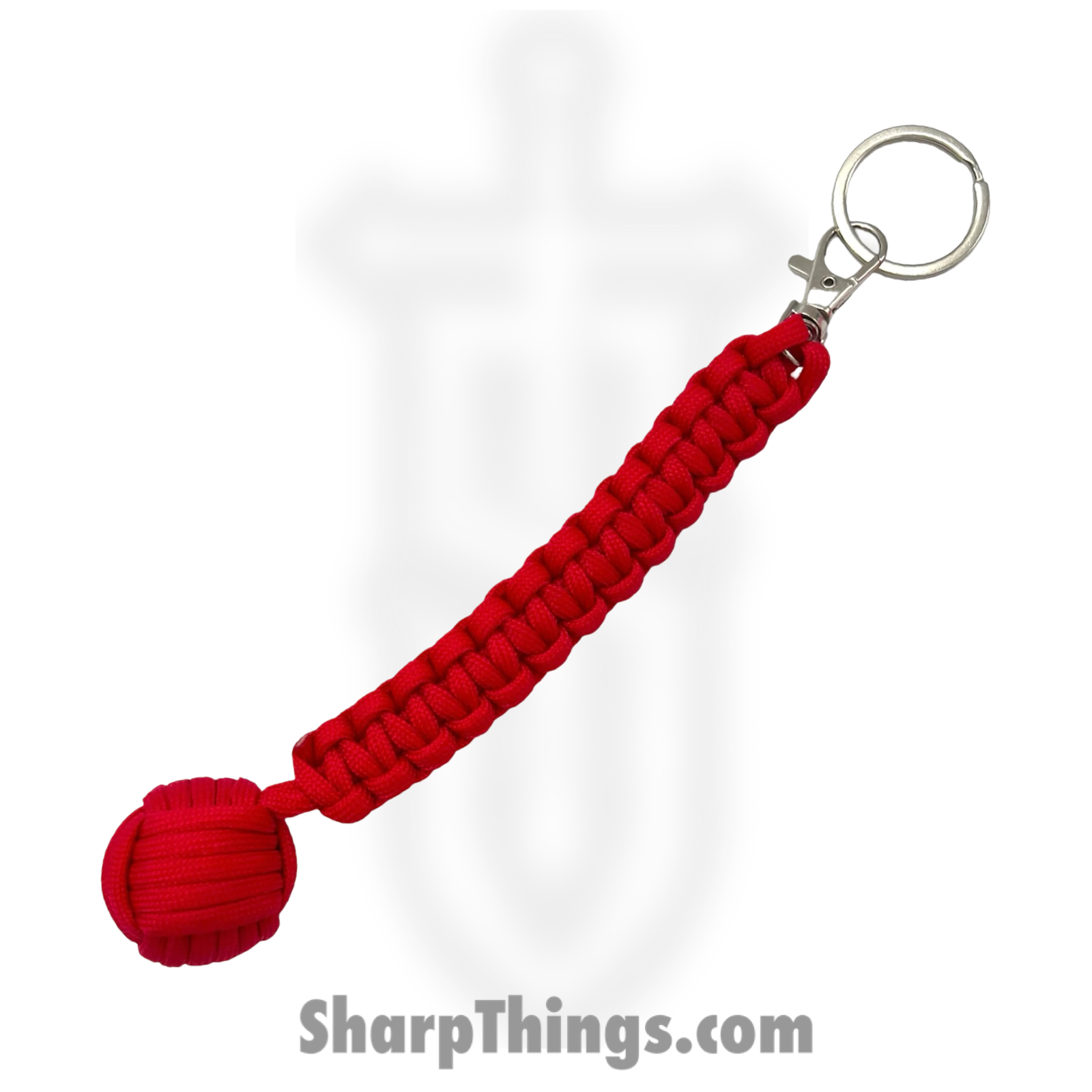 PTC - 6551-RD - Large Monkey Fist Public Safety Keychain - Steel Paracord - Red
