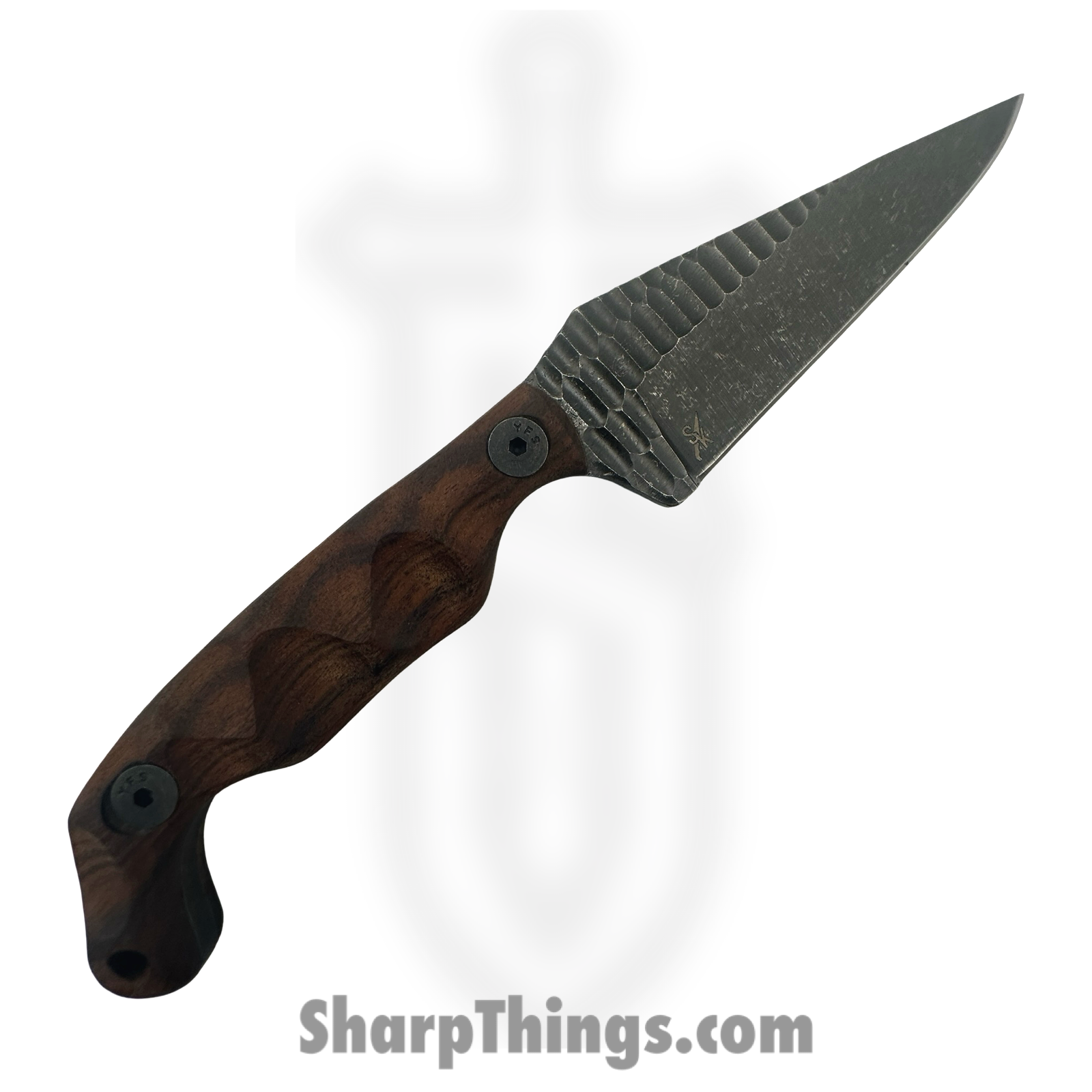 Stroup Knives - B5-W - Bravo 5 - Fixed Blade Knife - 1095 HC Acid Wash Wharncliffe - Rosewood - Brown - Image 2
