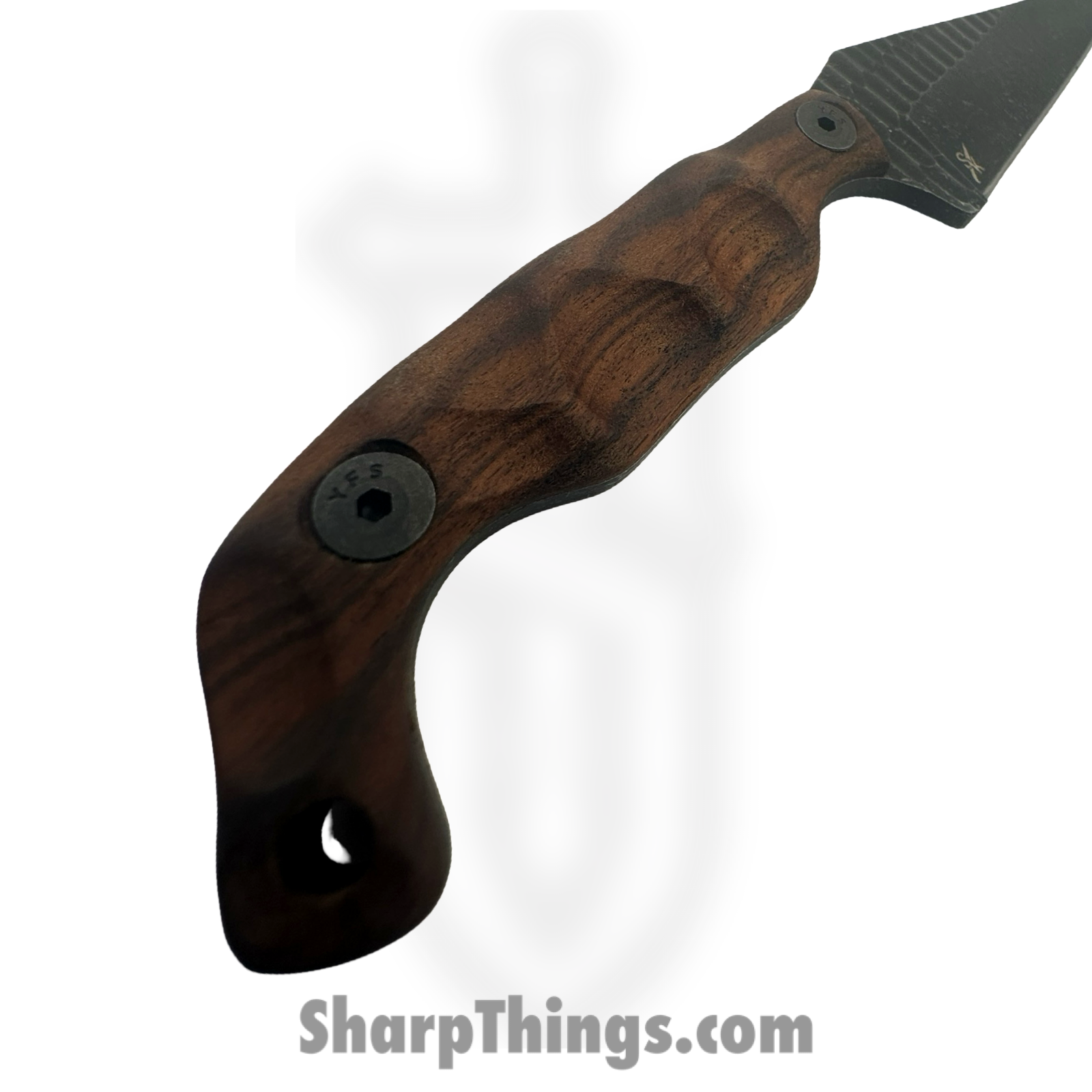 Stroup Knives - B5-W - Bravo 5 - Fixed Blade Knife - 1095 HC Acid Wash Wharncliffe - Rosewood - Brown - Image 4