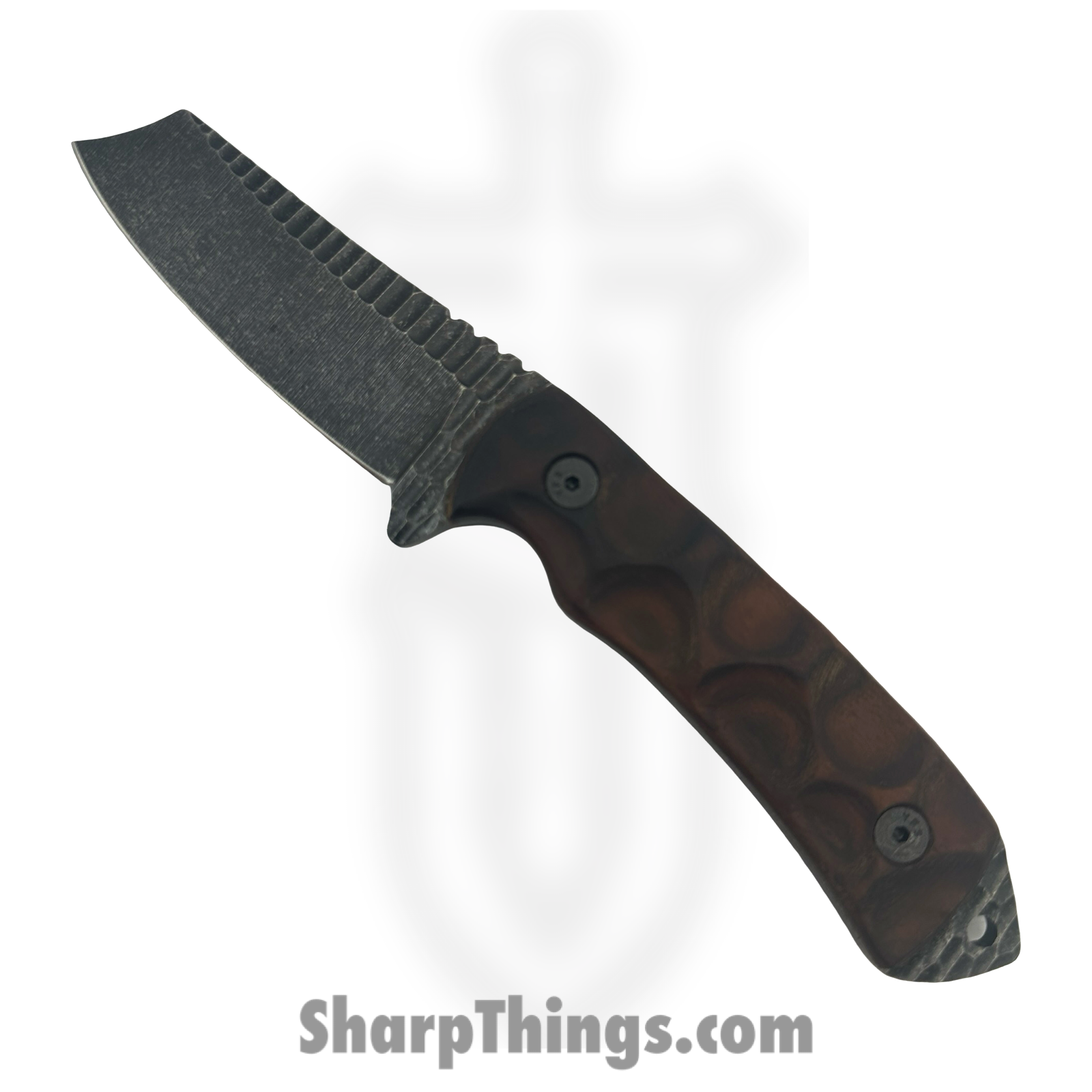 Stroup Knives - DF1-W - Desert Fox - Fixed Blade Knife - 1095 HC Acid Wash Modified Clip Point - Honduran Rosewood - Brown